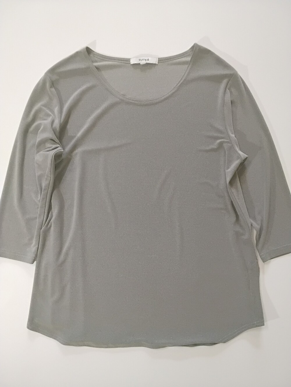 Sympli Tunic Top Womens Unsized Silver Classic Minimalist Wrinkle Free Lagenlook